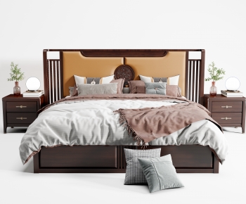 New Chinese Style Double Bed-ID:335721026