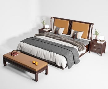 New Chinese Style Double Bed-ID:952487956