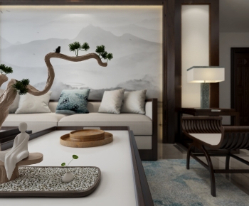 New Chinese Style A Living Room-ID:715210432