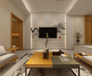 New Chinese Style A Living Room-ID:384489064