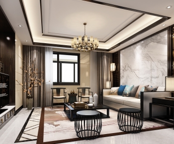 New Chinese Style A Living Room-ID:113329939