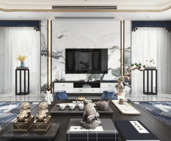 New Chinese Style A Living Room-ID:442816021