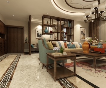 New Chinese Style A Living Room-ID:777803909