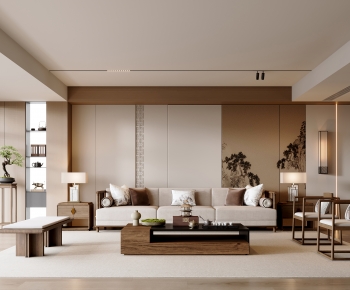 New Chinese Style A Living Room-ID:134480036