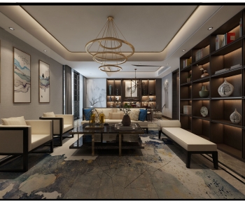 New Chinese Style A Living Room-ID:706241158