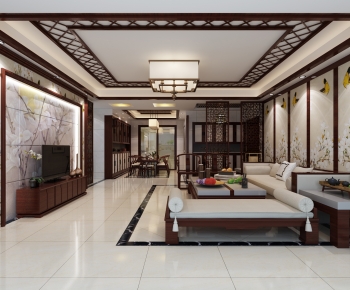 New Chinese Style A Living Room-ID:936441907