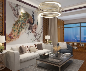 New Chinese Style A Living Room-ID:524549964