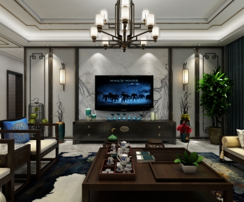 New Chinese Style A Living Room-ID:522406106