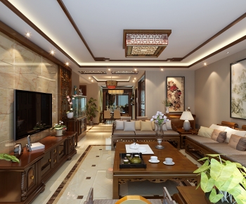 New Chinese Style A Living Room-ID:350955016