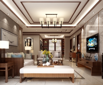 New Chinese Style A Living Room-ID:682034024