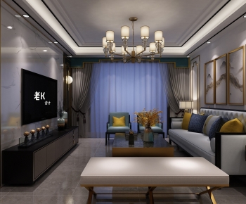 New Chinese Style A Living Room-ID:944453001