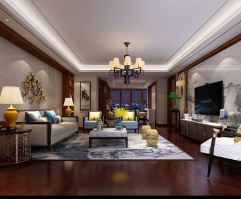 New Chinese Style A Living Room-ID:543695938