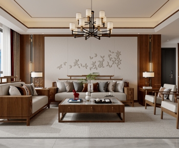 New Chinese Style A Living Room-ID:481616972