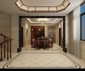 New Chinese Style Dining Room-ID:132555962