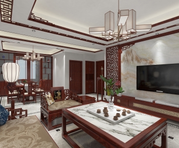 New Chinese Style A Living Room-ID:546859988