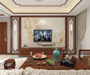 New Chinese Style A Living Room-ID:601751098