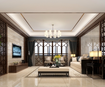 New Chinese Style A Living Room-ID:999902012