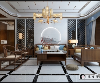 New Chinese Style A Living Room-ID:707010038