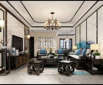 New Chinese Style A Living Room-ID:261403087