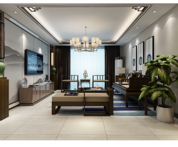 New Chinese Style A Living Room-ID:390204917