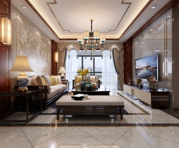 New Chinese Style A Living Room-ID:215347059