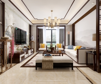 New Chinese Style A Living Room-ID:563581021