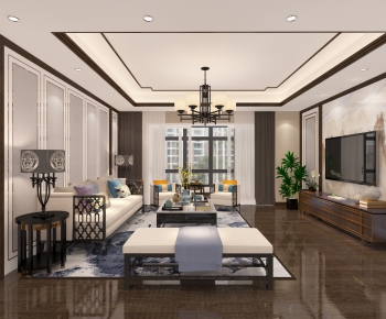 New Chinese Style A Living Room-ID:377002953