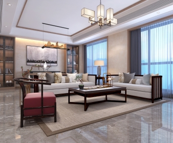 New Chinese Style A Living Room-ID:897814995