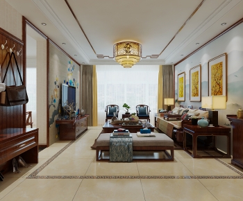 New Chinese Style A Living Room-ID:422841078