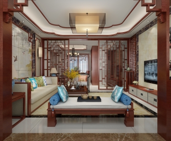 New Chinese Style A Living Room-ID:490397936