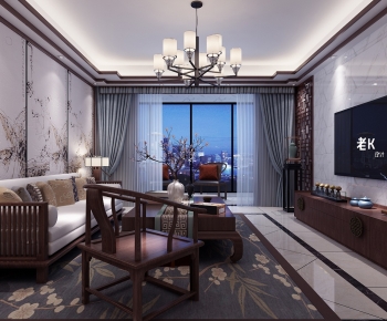 New Chinese Style A Living Room-ID:932231902