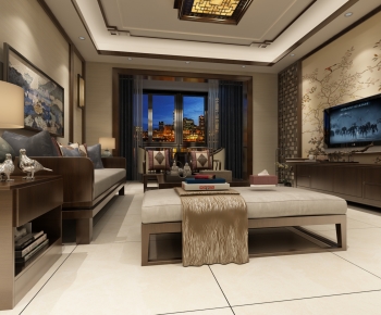 New Chinese Style A Living Room-ID:835747962