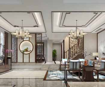 New Chinese Style A Living Room-ID:816907883