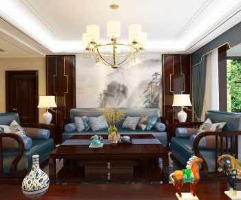 New Chinese Style A Living Room-ID:596401935