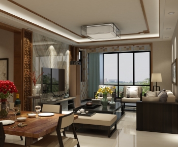 New Chinese Style A Living Room-ID:547441017