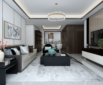 New Chinese Style A Living Room-ID:378902916