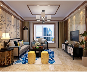 New Chinese Style A Living Room-ID:439331058