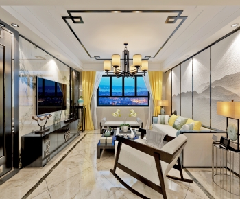 New Chinese Style A Living Room-ID:111010131