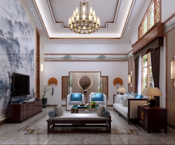 New Chinese Style A Living Room-ID:614341022