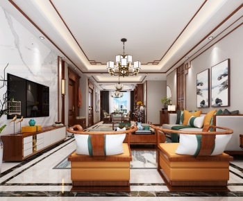 New Chinese Style A Living Room-ID:533427955