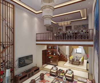 New Chinese Style A Living Room-ID:427968985