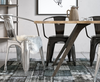 Industrial Style Dining Table And Chairs-ID:477947952