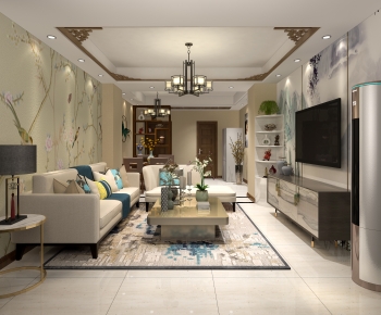 New Chinese Style A Living Room-ID:207776071