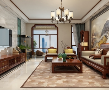 New Chinese Style A Living Room-ID:951045047