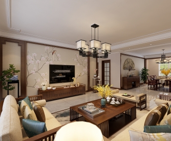 New Chinese Style A Living Room-ID:572423939