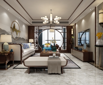 New Chinese Style A Living Room-ID:831029476