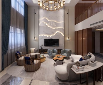 New Chinese Style A Living Room-ID:801351077