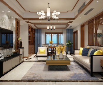 New Chinese Style A Living Room-ID:636061919