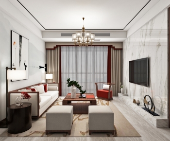 New Chinese Style A Living Room-ID:867708922