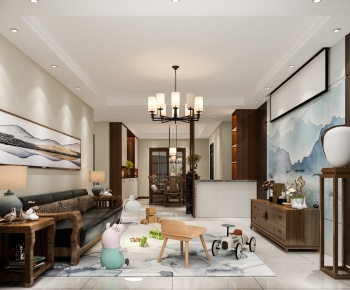 New Chinese Style A Living Room-ID:519109968